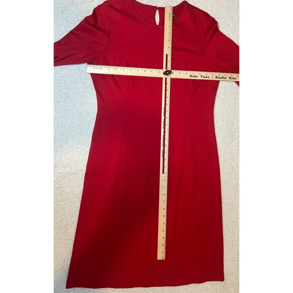 J McLaughlin Women Dress Size L Red Catalina Cloth Bell Sleeve Holiday Career - Picture 9 of 9